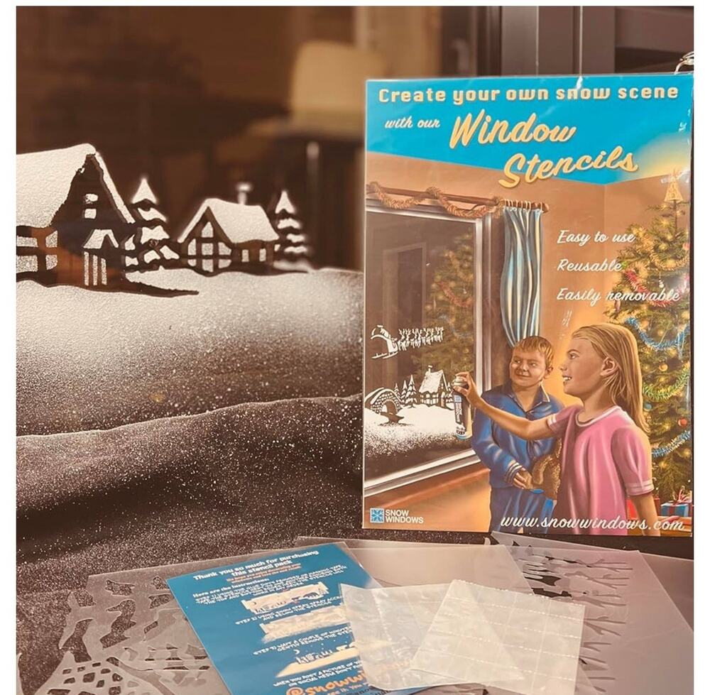 Snow Scene Window Stencils Pack Of 4 Reusable Removable Christmas Decor